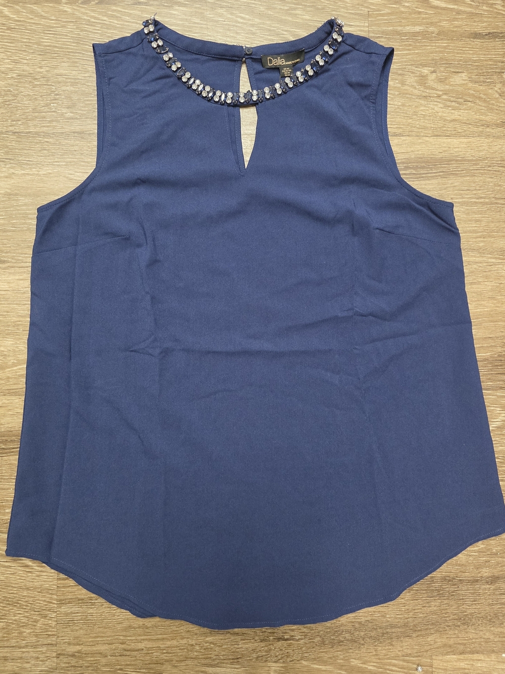 Dalia Navy Jewel-Embellished Sleeveless Camisole Size M